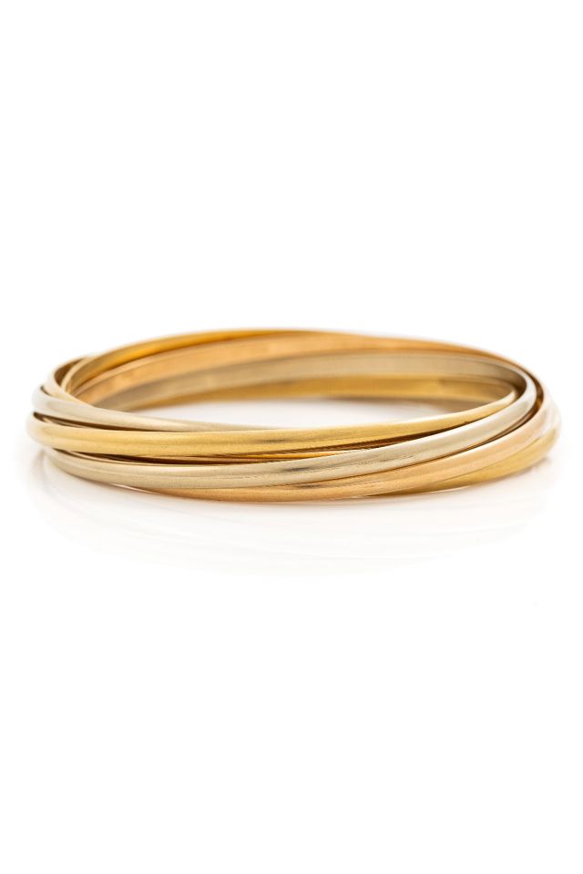 18k Yellow, White and Rose Gold Bangle Bracelet
